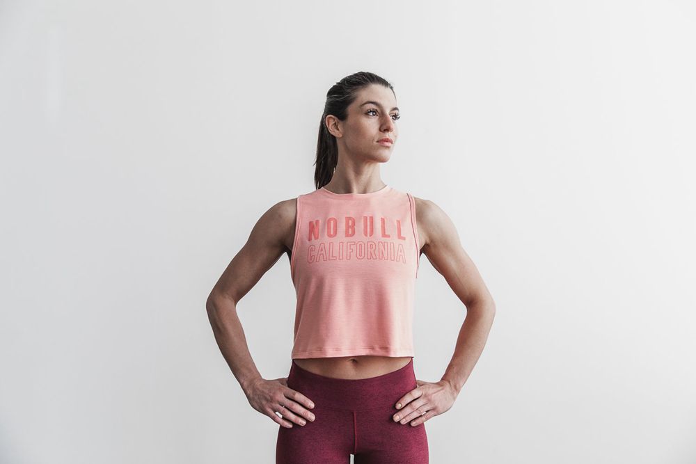 NOBULL Women's Muscle (California) Tank Tops - Light Coral - Ireland (6285HSJUC)